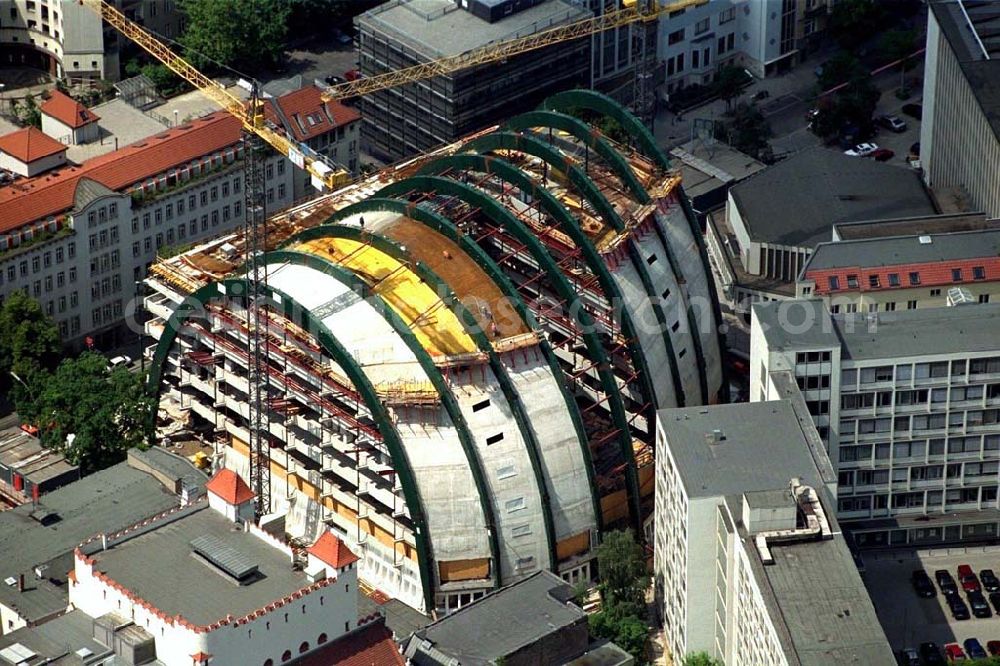 Aerial photograph Berlin - Charlottenburg - Construction of the Ludwig Erhard Haus (LEH) in Berlin Charlottenburg. The LEH was built by the architects Nicholas Grimshaw & Partner. In the building are the IHK Berlin, the Berlin Stock Exchange and other important institutions of the regional economy