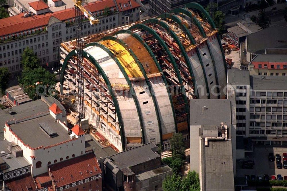 Berlin - Charlottenburg from above - Construction of the Ludwig Erhard Haus (LEH) in Berlin Charlottenburg. The LEH was built by the architects Nicholas Grimshaw & Partner. In the building are the IHK Berlin, the Berlin Stock Exchange and other important institutions of the regional economy