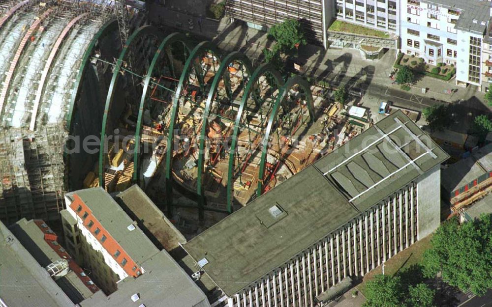 Berlin from the bird's eye view: Construction of the Ludwig Erhard Haus (LEH) in Berlin Charlottenburg. The LEH was built by the architects Nicholas Grimshaw & Partner. In the building are the IHK Berlin, the Berlin Stock Exchange and other important institutions of the regional economy