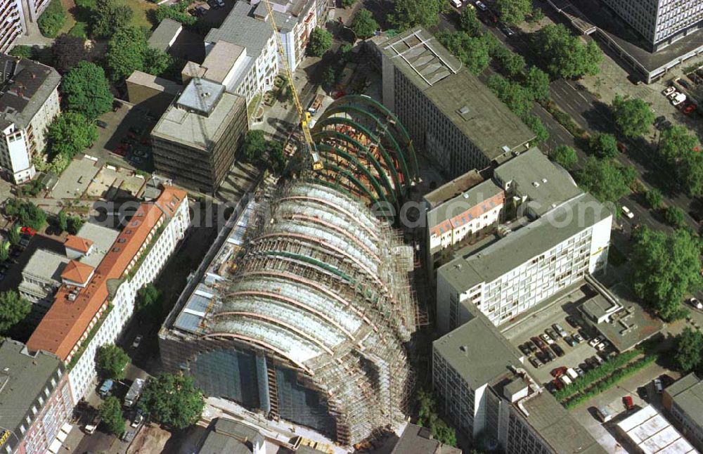 Aerial photograph Berlin - Construction of the Ludwig Erhard Haus (LEH) in Berlin Charlottenburg. The LEH was built by the architects Nicholas Grimshaw & Partner. In the building are the IHK Berlin, the Berlin Stock Exchange and other important institutions of the regional economy