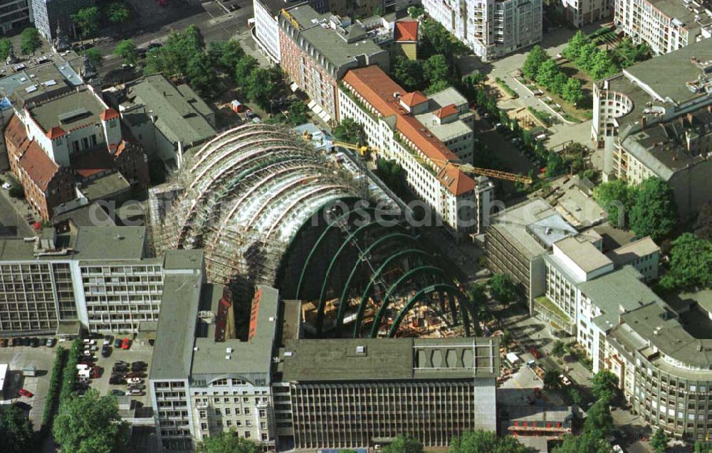 Aerial image Berlin - Construction of the Ludwig Erhard Haus (LEH) in Berlin Charlottenburg. The LEH was built by the architects Nicholas Grimshaw & Partner. In the building are the IHK Berlin, the Berlin Stock Exchange and other important institutions of the regional economy