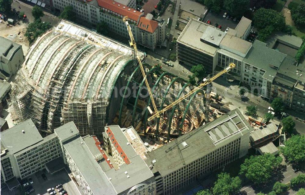 Berlin from the bird's eye view: Construction of the Ludwig Erhard Haus (LEH) in Berlin Charlottenburg. The LEH was built by the architects Nicholas Grimshaw & Partner. In the building are the IHK Berlin, the Berlin Stock Exchange and other important institutions of the regional economy