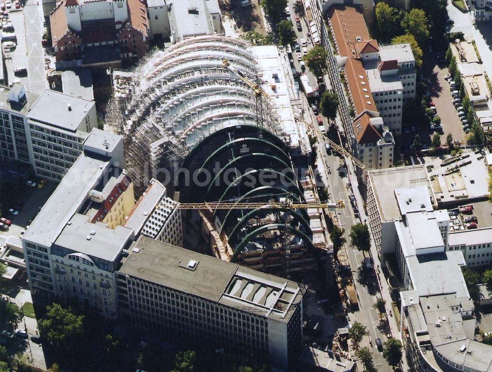 Aerial image Berlin - Construction of the Ludwig Erhard Haus (LEH) in Berlin Charlottenburg. The LEH was built by the architects Nicholas Grimshaw & Partner. In the building are the IHK Berlin, the Berlin Stock Exchange and other important institutions of the regional economy