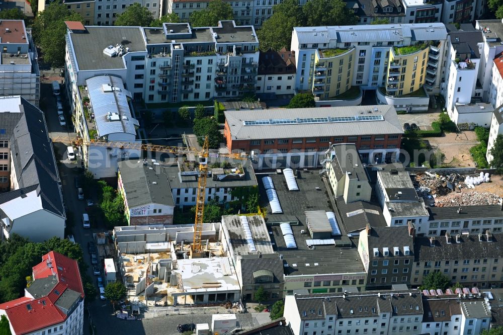 Hamburg from the bird's eye view: Construction site for the new building on Ludwigstrasse corner Sternstrasse in Hamburg, Germany