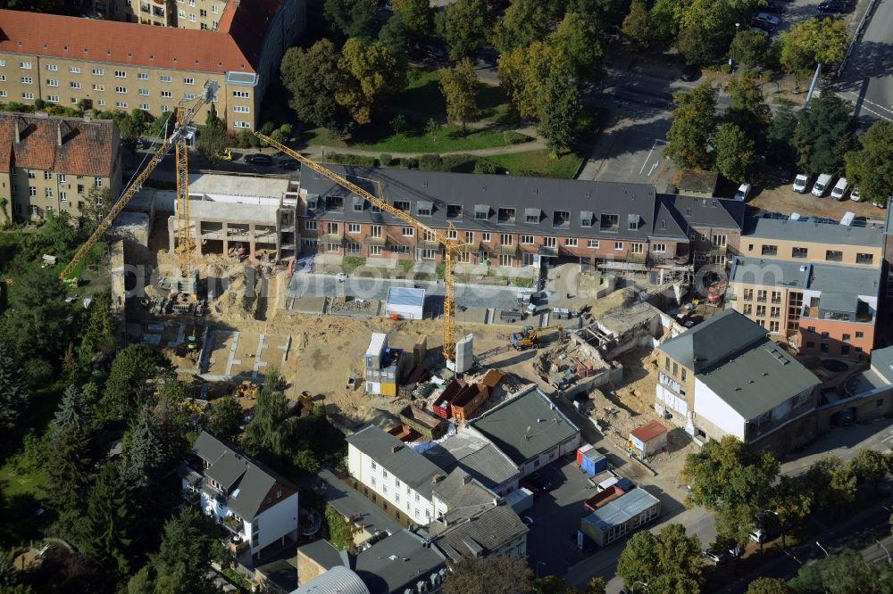 Aerial image Potsdam - Construction site for the new building LUME ACHT - Living at the Einsteinhof in Potsdam in the state Brandenburg