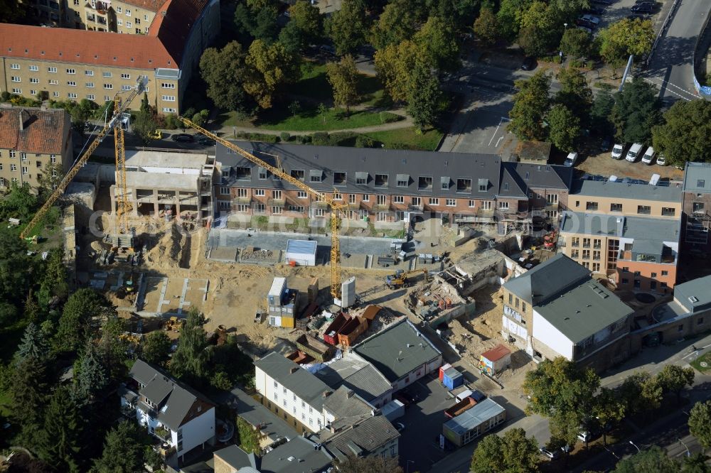 Aerial photograph Potsdam - Construction site for the new building LUME ACHT - Living at the Einsteinhof in Potsdam in the state Brandenburg