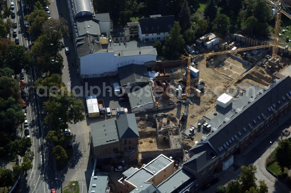 Potsdam from the bird's eye view: Construction site for the new building LUME ACHT - Living at the Einsteinhof in Potsdam in the state Brandenburg