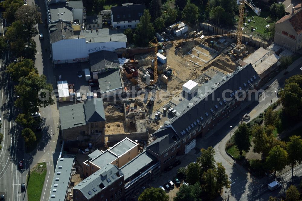 Aerial photograph Potsdam - Construction site for the new building LUME ACHT - Living at the Einsteinhof in Potsdam in the state Brandenburg