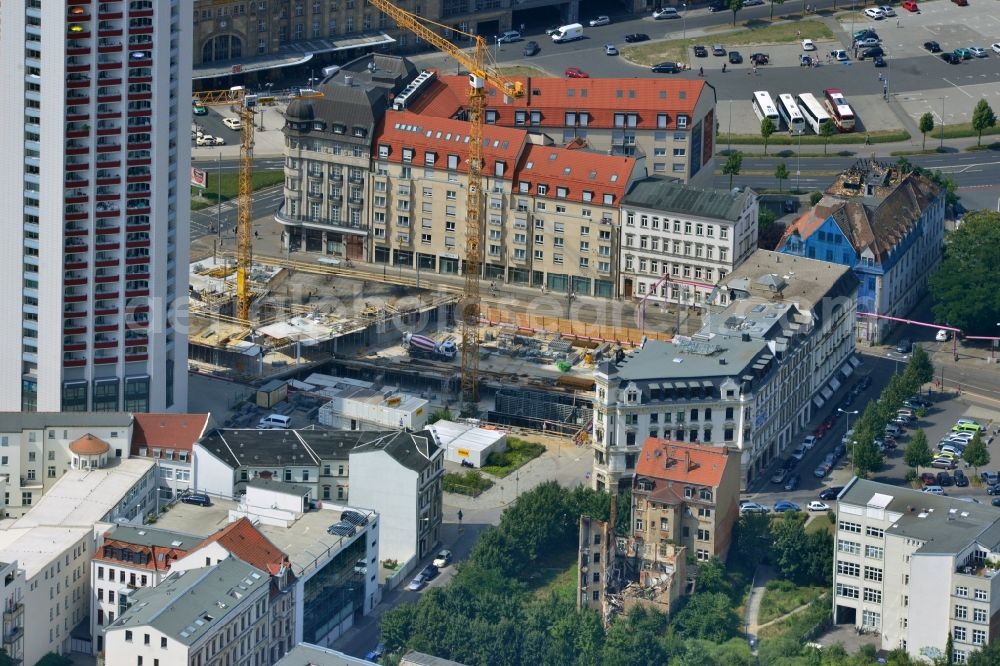 Aerial photograph Leipzig - Construction site for the new building of the LWF - headquarters in Leipzig in Saxony