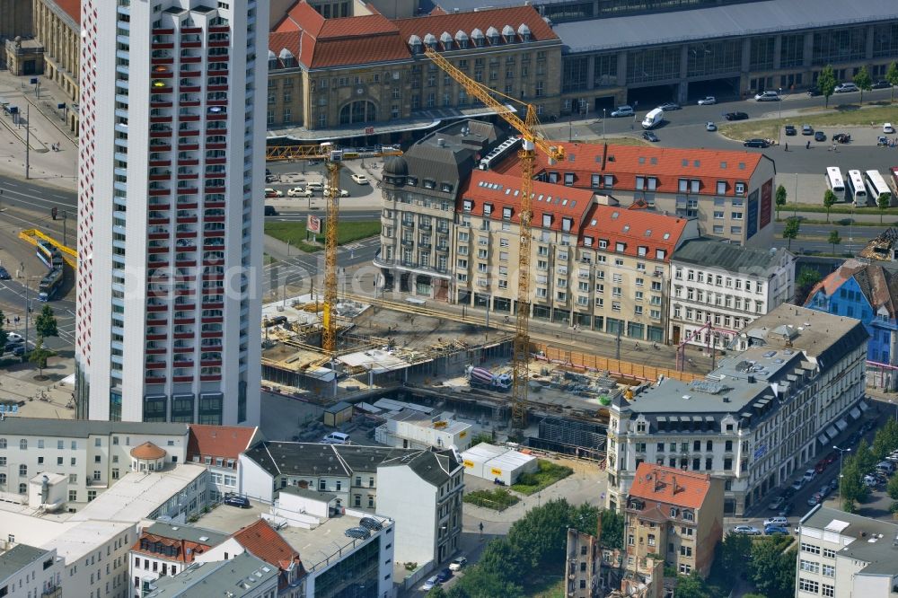 Leipzig from the bird's eye view: Construction site for the new building of the LWF - headquarters in Leipzig in Saxony