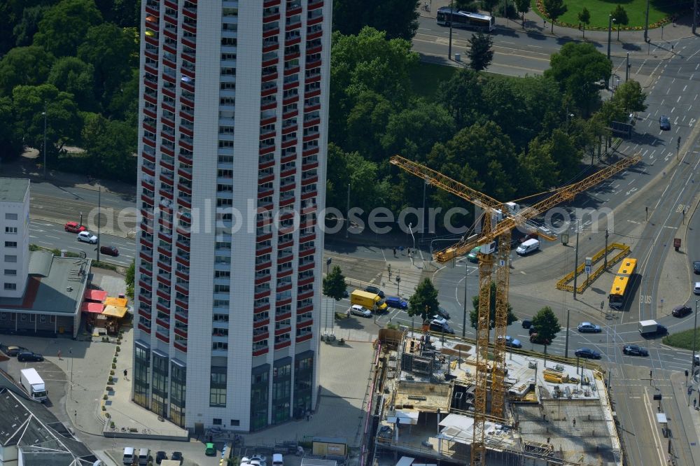 Aerial image Leipzig - Construction site for the new building of the LWF - headquarters in Leipzig in Saxony