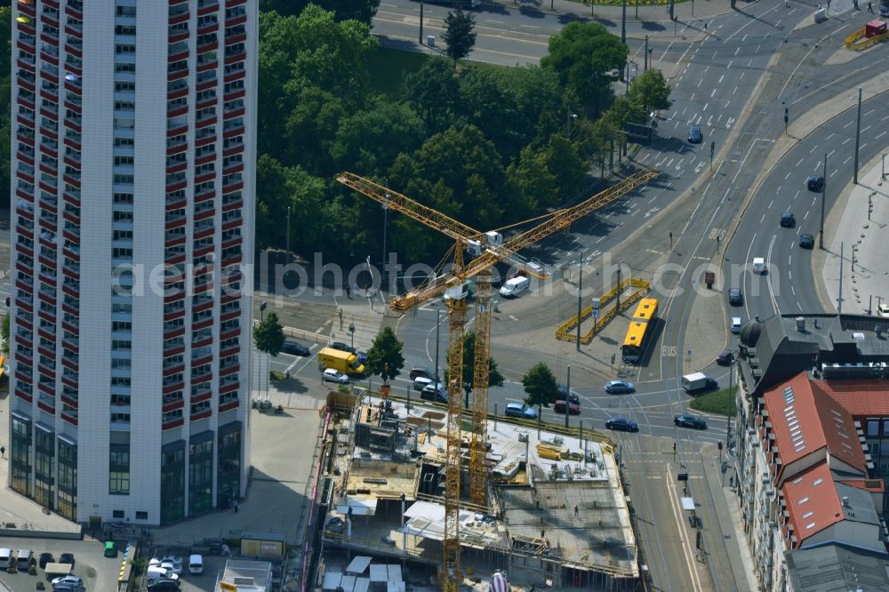 Aerial photograph Leipzig - Construction site for the new building of the LWF - headquarters in Leipzig in Saxony