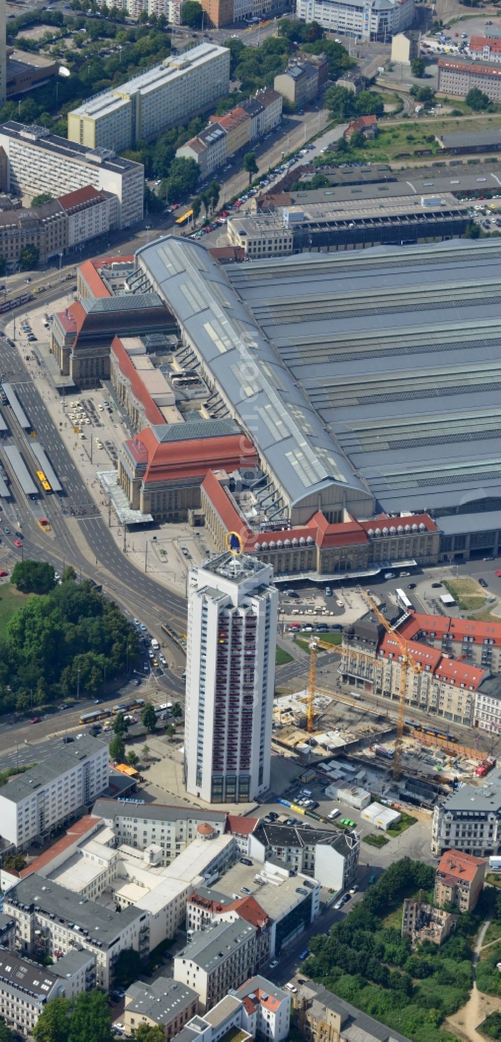 Leipzig from above - Construction site for the new building of the LWF - headquarters in Leipzig in Saxony