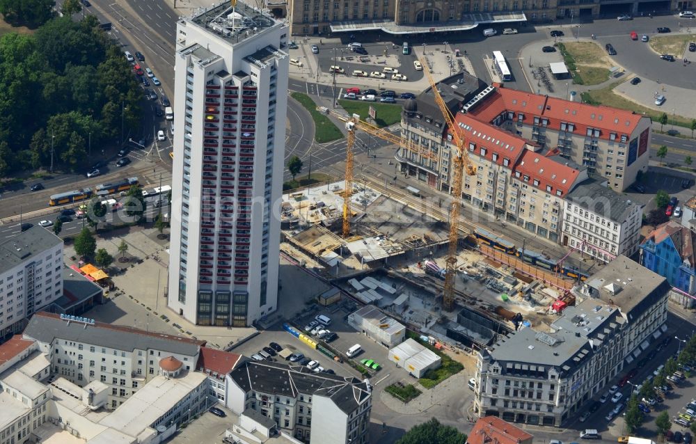 Leipzig from the bird's eye view: Construction site for the new building of the LWF - headquarters in Leipzig in Saxony