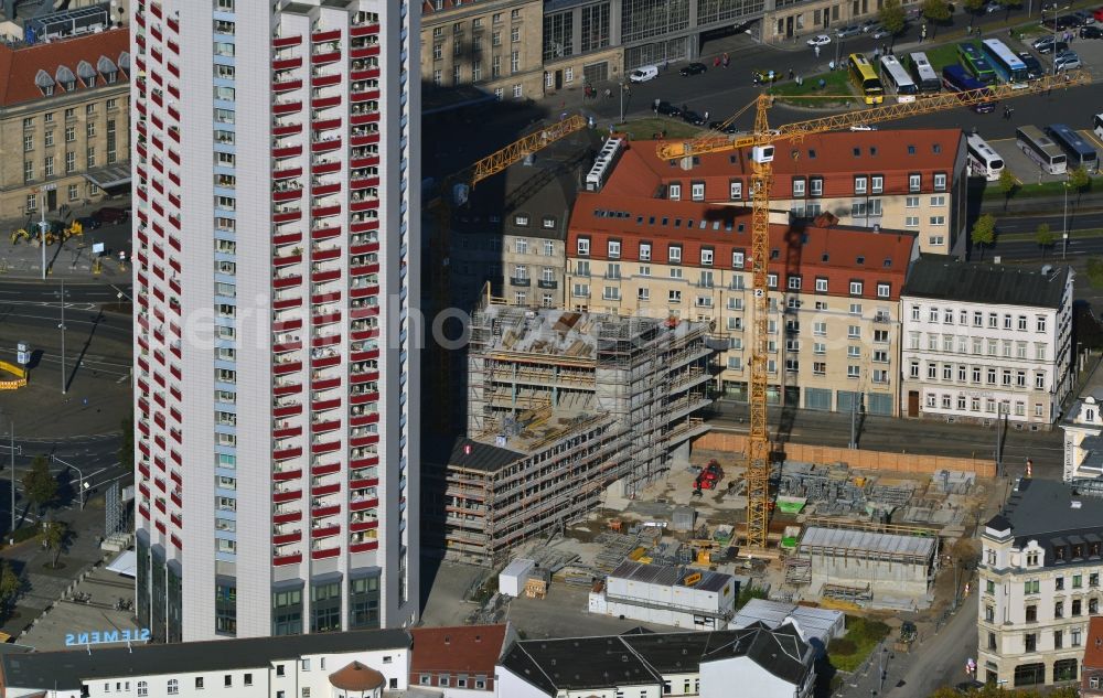 Leipzig from the bird's eye view: Construction site for the new building of the LWF - headquarters in Leipzig in Saxony