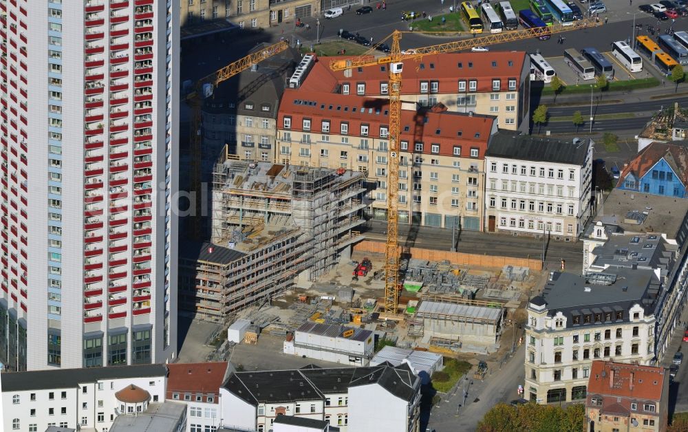 Aerial image Leipzig - Construction site for the new building of the LWF - headquarters in Leipzig in Saxony