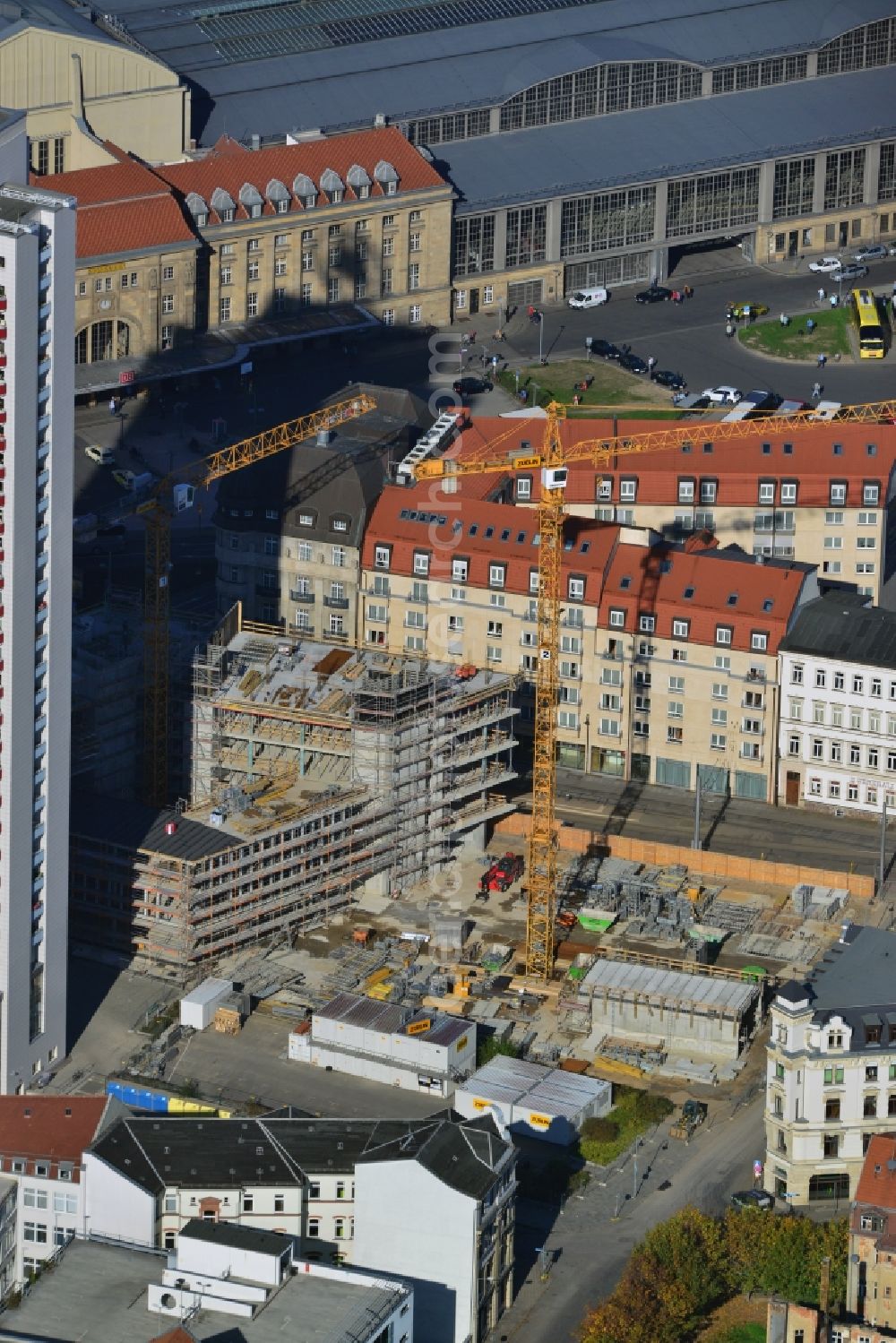 Leipzig from above - Construction site for the new building of the LWF - headquarters in Leipzig in Saxony