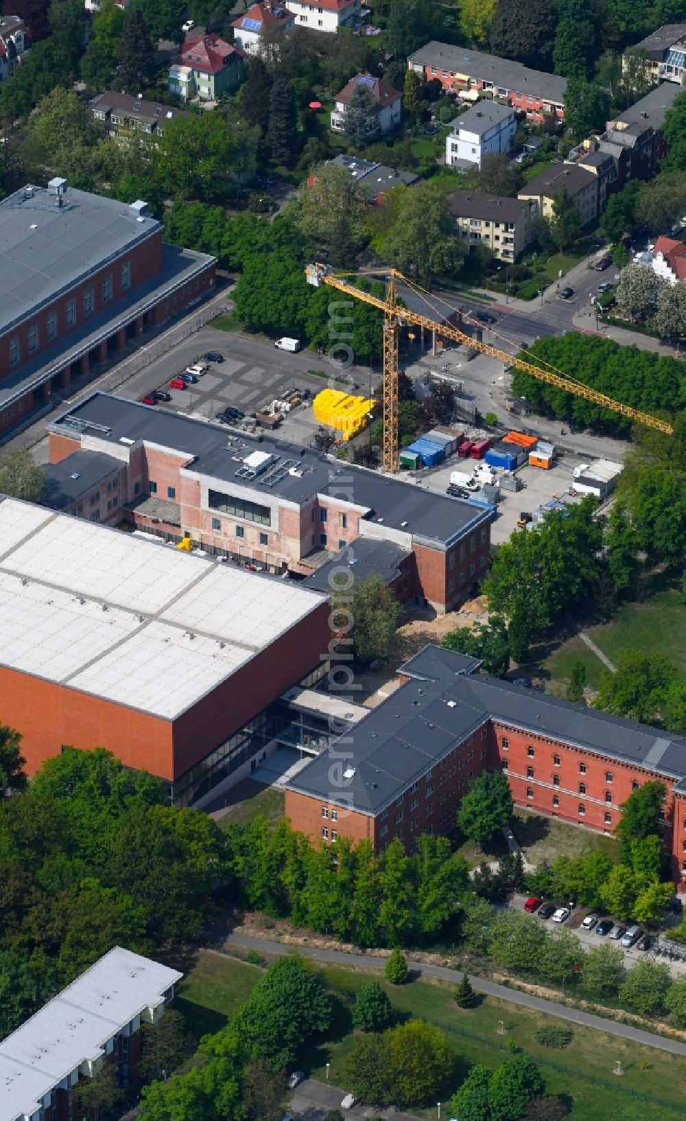 Berlin from above - Construction site for the new building of Bundesarchiv on Finckensteinallee in the district Steglitz-Zehlendorf in Berlin, Germany