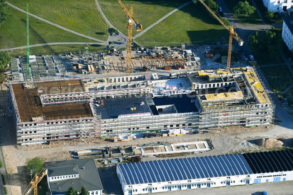 Rostock from the bird's eye view: Construction site for the new building of Maritime Operation Center of Deutschen Marine on Kopernikusstrasse in Rostock in the state Mecklenburg - Western Pomerania, Germany