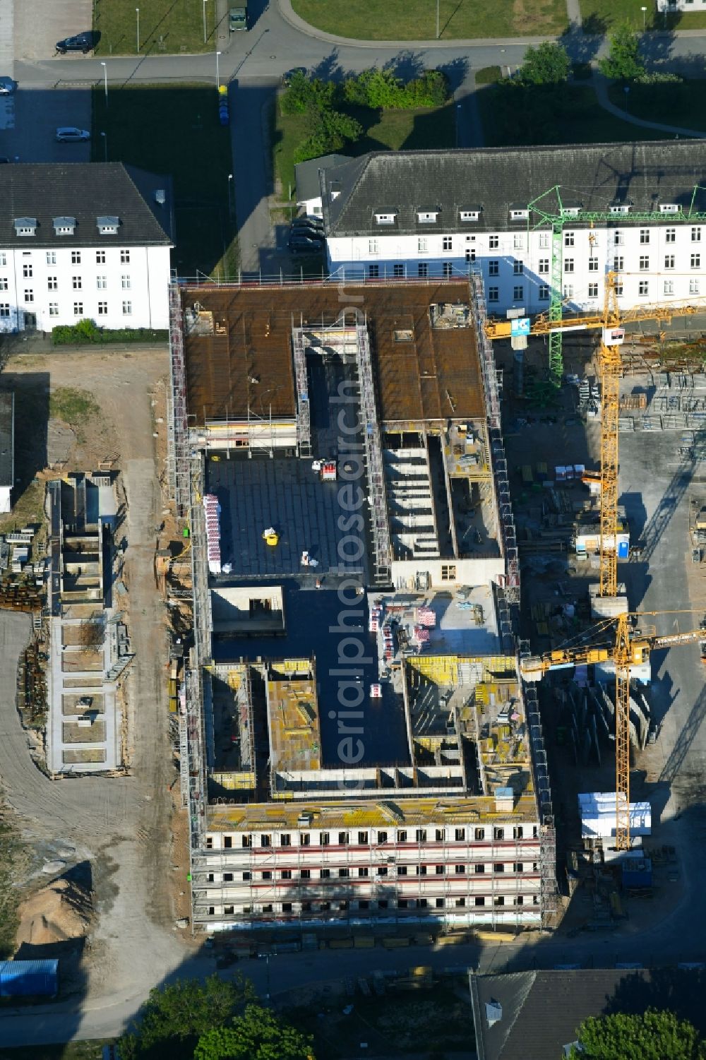 Rostock from the bird's eye view: Construction site for the new building of Maritime Operation Center of Deutschen Marine on Kopernikusstrasse in Rostock in the state Mecklenburg - Western Pomerania, Germany