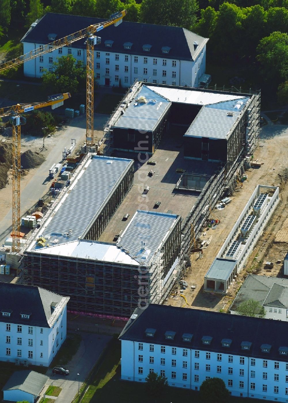 Rostock from the bird's eye view: Construction site for the new building of Maritime Operation Center of Deutschen Marine on Kopernikusstrasse in Rostock in the state Mecklenburg - Western Pomerania, Germany