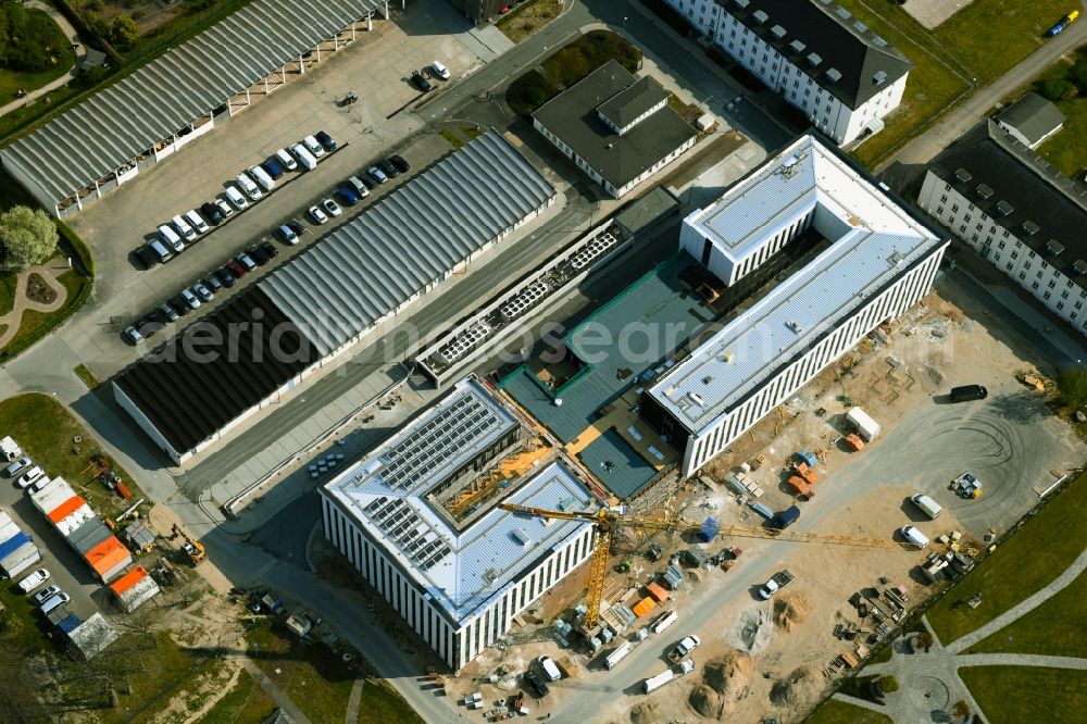 Rostock from the bird's eye view: Construction site for the new building of Maritime Operation Center of Deutschen Marine on Kopernikusstrasse in Rostock in the state Mecklenburg - Western Pomerania, Germany