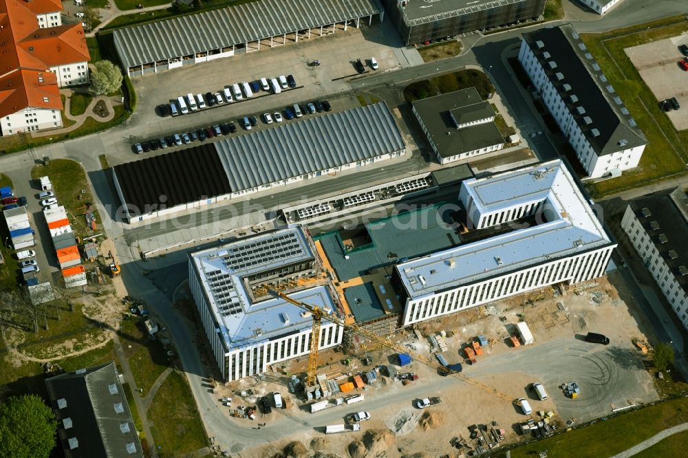 Aerial image Rostock - Construction site for the new building of Maritime Operation Center of Deutschen Marine on Kopernikusstrasse in Rostock in the state Mecklenburg - Western Pomerania, Germany