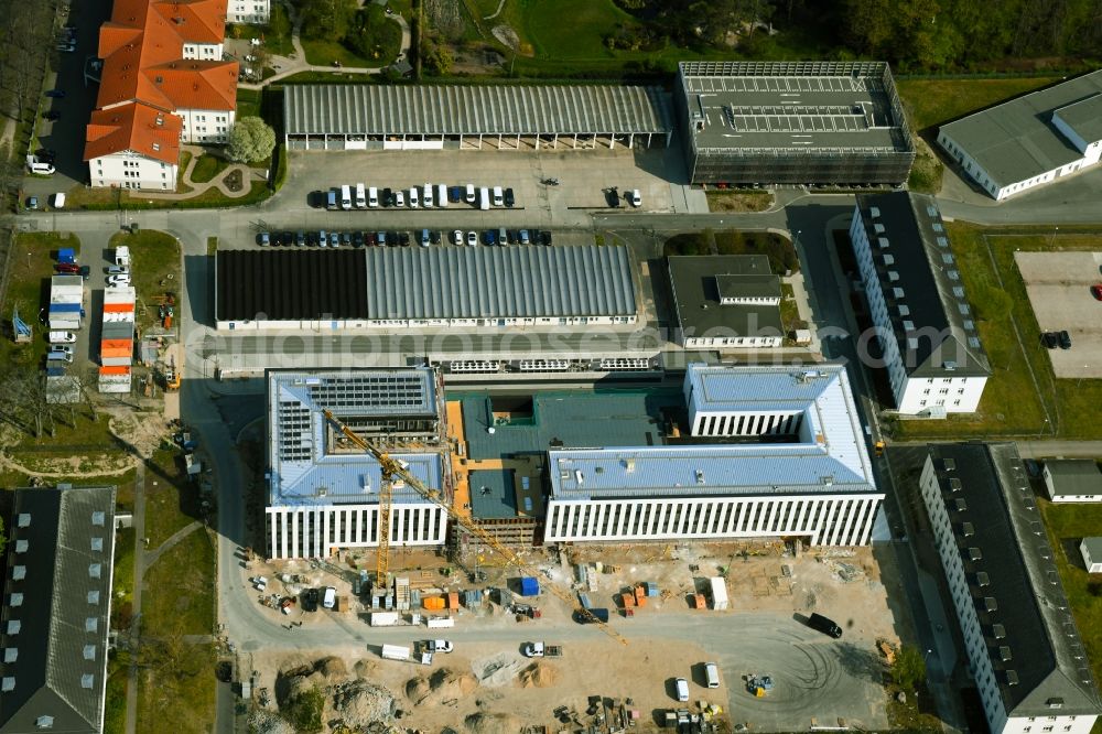 Aerial photograph Rostock - Construction site for the new building of Maritime Operation Center of Deutschen Marine on Kopernikusstrasse in Rostock in the state Mecklenburg - Western Pomerania, Germany