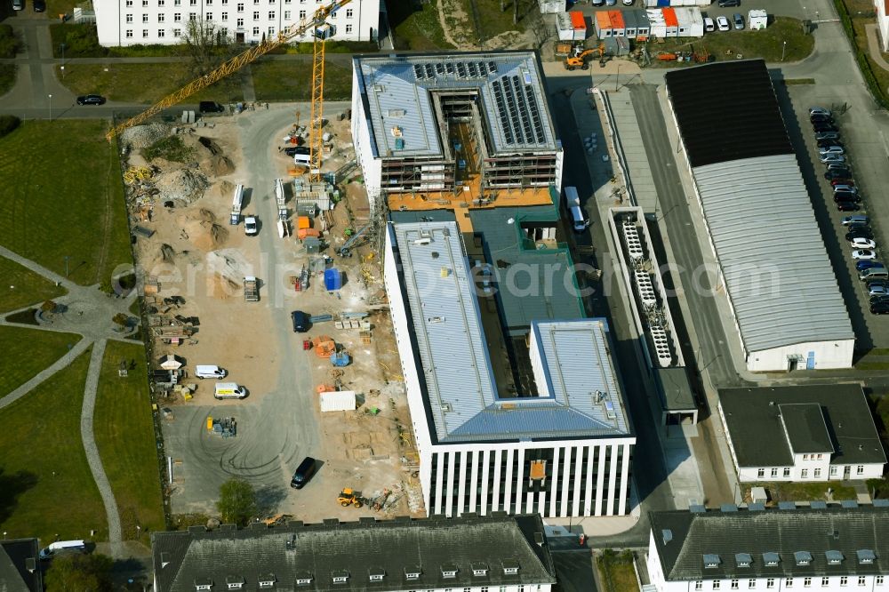 Rostock from the bird's eye view: Construction site for the new building of Maritime Operation Center of Deutschen Marine on Kopernikusstrasse in Rostock in the state Mecklenburg - Western Pomerania, Germany