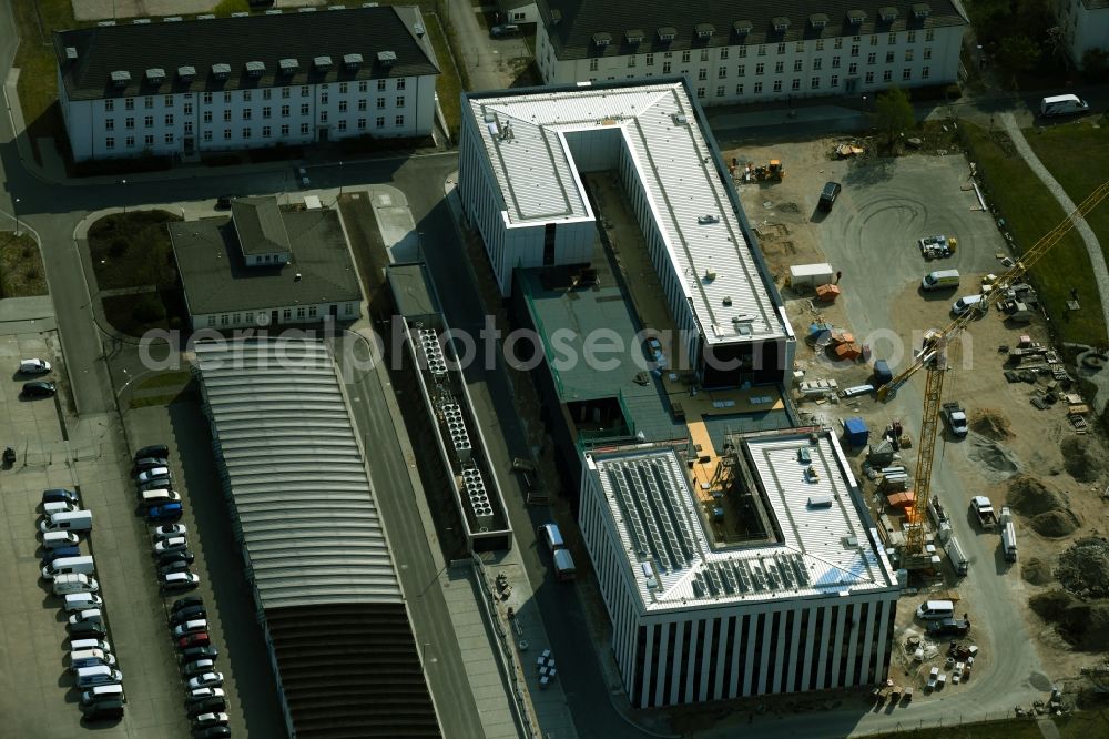 Aerial photograph Rostock - Construction site for the new building of Maritime Operation Center of Deutschen Marine on Kopernikusstrasse in Rostock in the state Mecklenburg - Western Pomerania, Germany