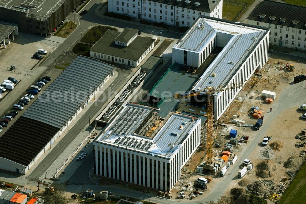 Rostock from the bird's eye view: Construction site for the new building of Maritime Operation Center of Deutschen Marine on Kopernikusstrasse in Rostock in the state Mecklenburg - Western Pomerania, Germany