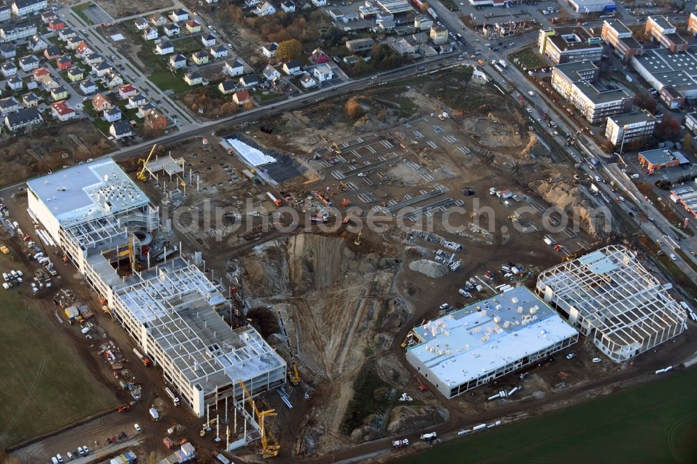 Aerial image Berlin - Construction site for the new building home-center of the Porta-Group at Pilgramer street in the district Mahlsdorf in Berlin