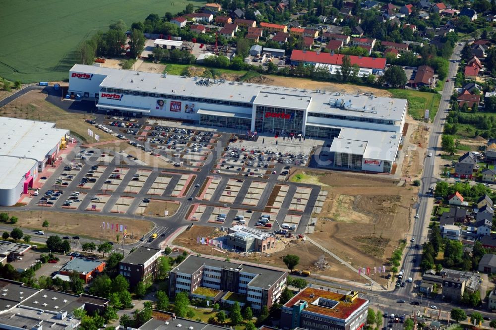 Berlin from above - Construction site for the new building home-center of the Porta-Group at Pilgramer street in the district Mahlsdorf in Berlin