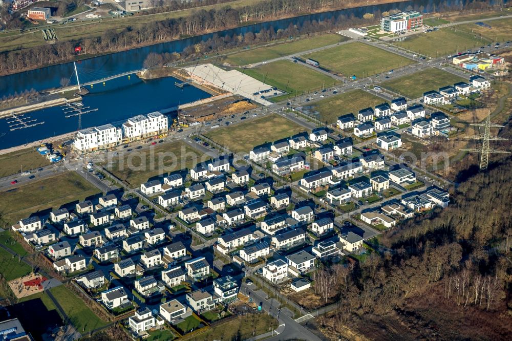 Aerial image Gelsenkirchen - Construction site to build the new multi-family residential complex Graf Bismarck on Johannes-Rau-Allee in the district Bismarck in Gelsenkirchen in the state North Rhine-Westphalia, Germany