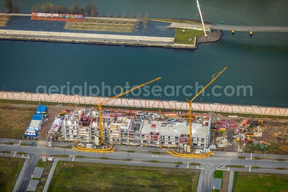 Aerial photograph Gelsenkirchen - Construction site to build the new multi-family residential complex Graf Bismarck on Johannes-Rau-Allee in the district Bismarck in Gelsenkirchen in the state North Rhine-Westphalia, Germany