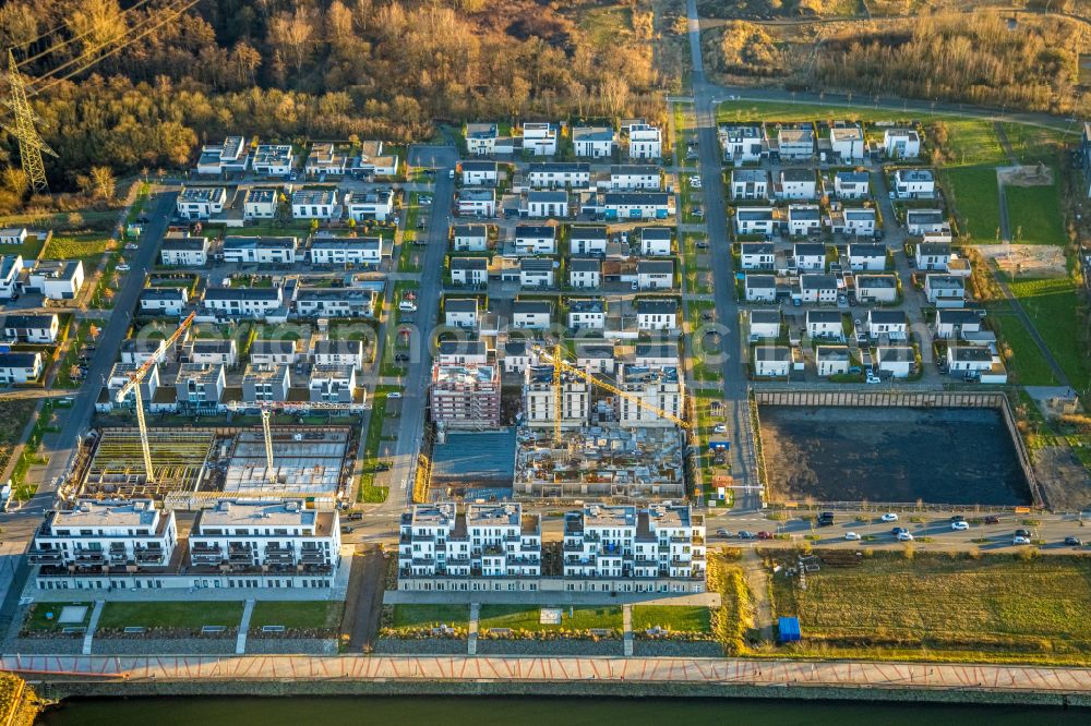 Gelsenkirchen from above - Construction site to build the new multi-family residential complex Graf Bismarck on Johannes-Rau-Allee in the district Bismarck in Gelsenkirchen in the state North Rhine-Westphalia, Germany