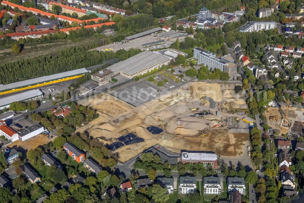 Aerial image Dortmund - Construction site for the new building Mehrfamilienhaus in Dortmund in the state North Rhine-Westphalia, Germany