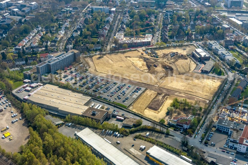 Dortmund from above - Construction site for the new building Mehrfamilienhaus in Dortmund in the state North Rhine-Westphalia, Germany