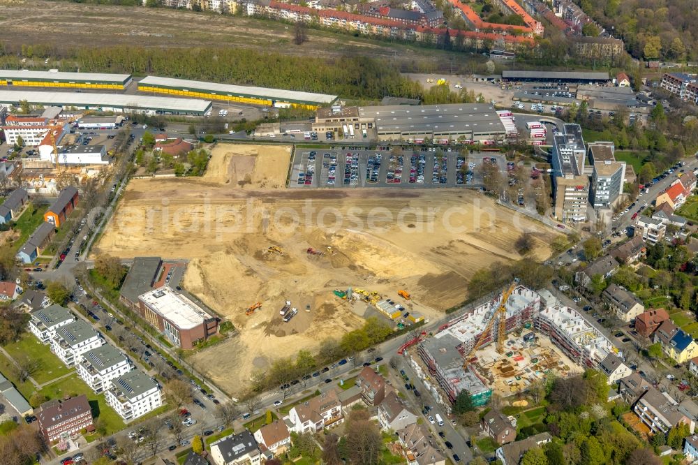 Aerial photograph Dortmund - Construction site for the new building Mehrfamilienhaus in Dortmund in the state North Rhine-Westphalia, Germany