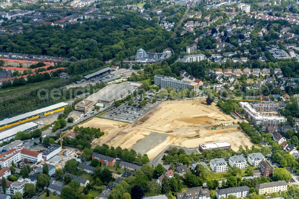 Dortmund from above - Construction site for the new building Mehrfamilienhaus in Dortmund in the state North Rhine-Westphalia, Germany