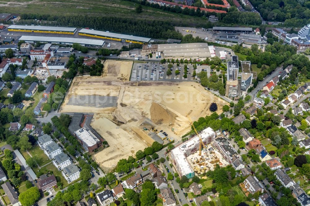 Aerial image Dortmund - Construction site for the new building Mehrfamilienhaus in Dortmund in the state North Rhine-Westphalia, Germany