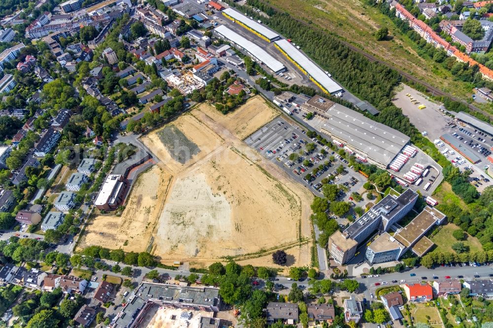 Aerial image Dortmund - Construction site for the new building Mehrfamilienhaus in Dortmund in the state North Rhine-Westphalia, Germany