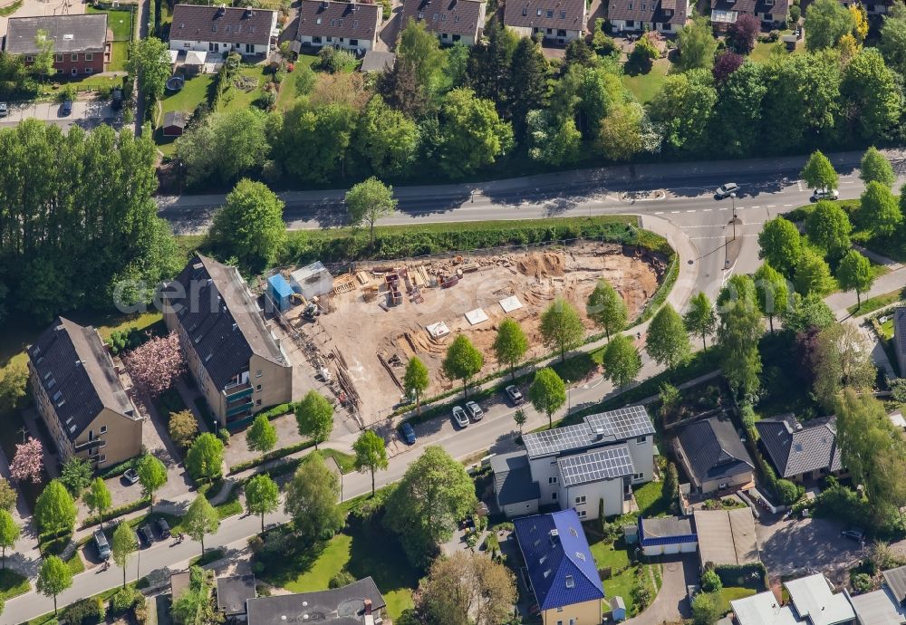 Aerial photograph Flensburg - Construction site for a new building for an apartment building on corner Foerdestrasse - Solitueder Strasse in the district of Murwik in Flensburg in the state Schleswig-Holstein, Germany