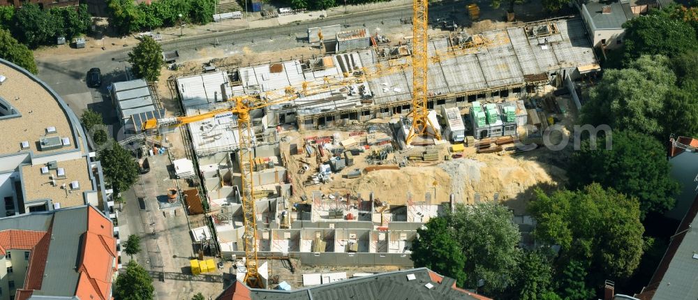 Aerial image Berlin - Construction site to build a new multi-family residential complex of ABW Planung and Bauleitung GmbH & Co.KG on Flutstrasse - Fliessstrasse in Berlin, Germany