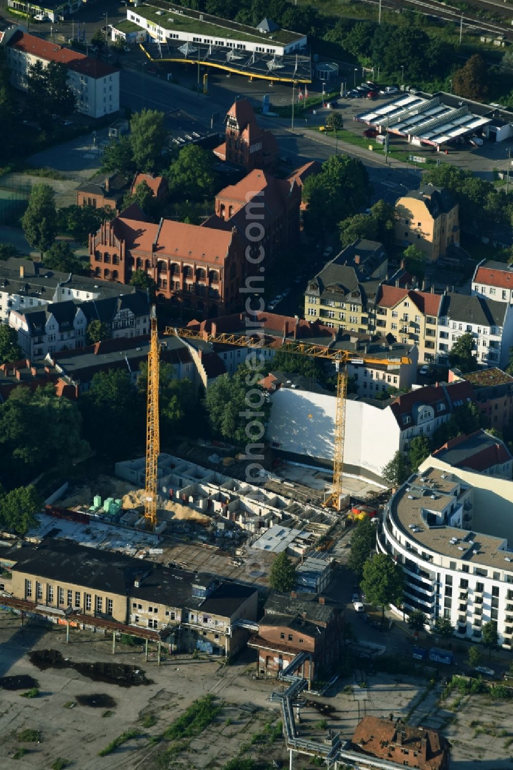 Aerial image Berlin - Construction site to build a new multi-family residential complex of ABW Planung and Bauleitung GmbH & Co.KG on Flutstrasse - Fliessstrasse in Berlin, Germany