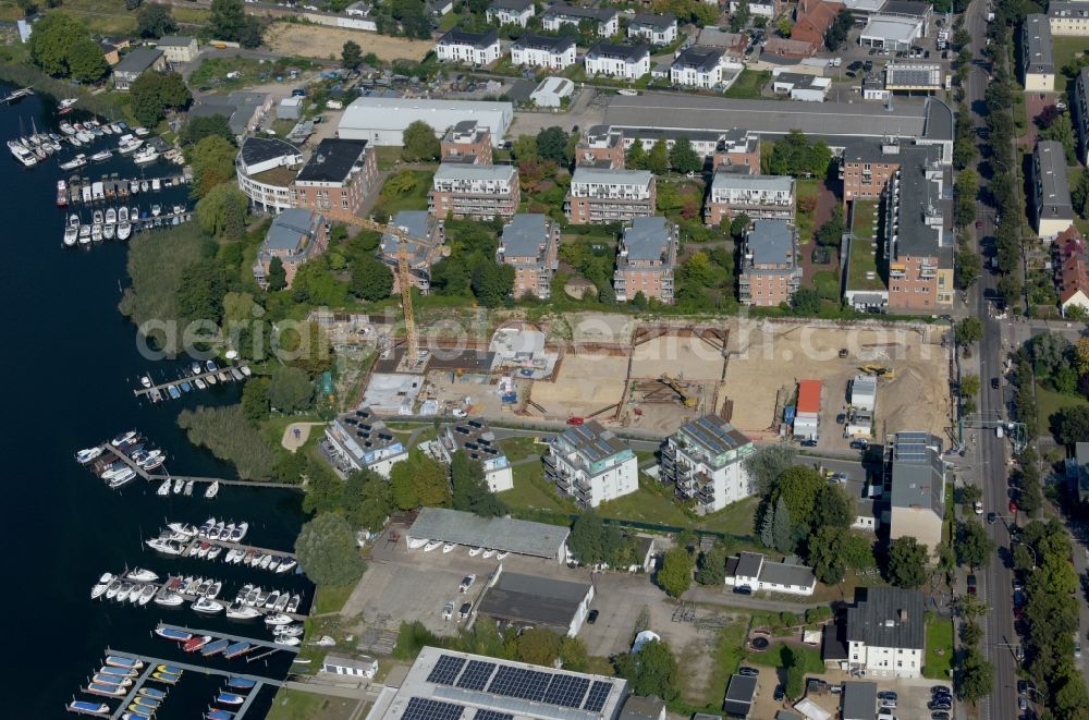 Berlin from above - Construction site to build a new multi-family residential complex Achterdeck on Wendenschlossstrasse in the district Koepenick in Berlin, Germany