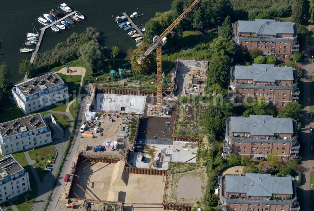 Aerial image Berlin - Construction site to build a new multi-family residential complex Achterdeck on Wendenschlossstrasse in the district Koepenick in Berlin, Germany