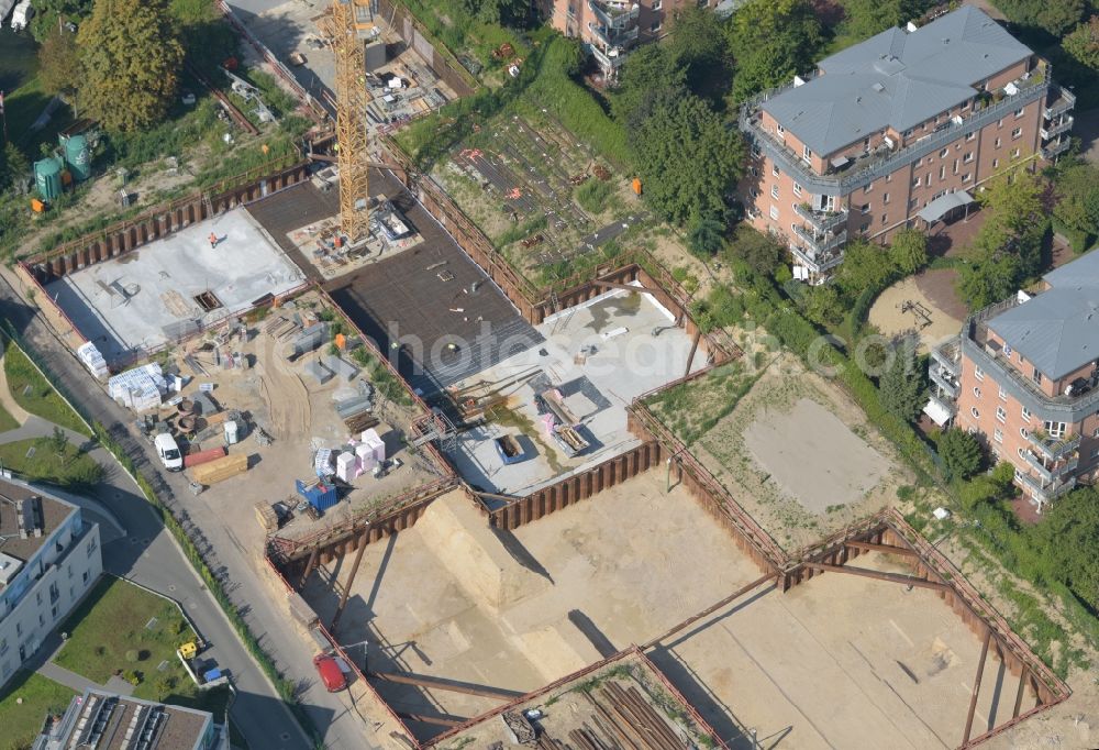 Berlin from above - Construction site to build a new multi-family residential complex Achterdeck on Wendenschlossstrasse in the district Koepenick in Berlin, Germany