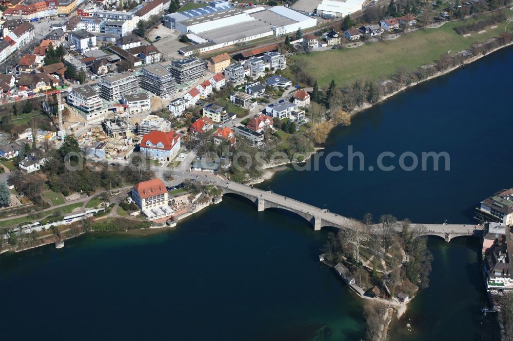 Aerial image Rheinfelden (Baden) - Construction site to build a new multi-family residential complex Adelberg at the Rhine river in Rheinfelden (Baden) in the state Baden-Wuerttemberg, Germany