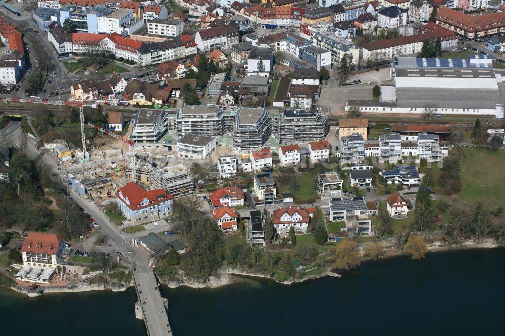 Aerial photograph Rheinfelden (Baden) - Construction site to build a new multi-family residential complex Adelberg at the Rhine river in Rheinfelden (Baden) in the state Baden-Wuerttemberg, Germany